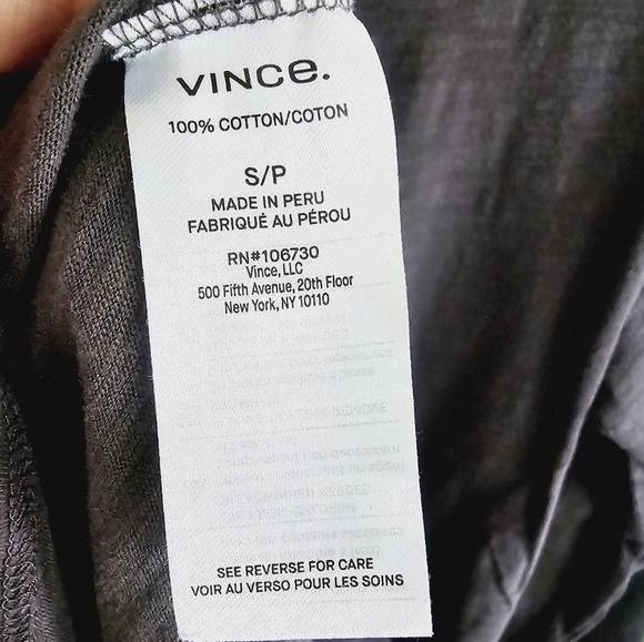 Vince Regular Fit Slub Lightweight Long Sleeves Gray Men's Hoodie Size S - Picture 7 of 7